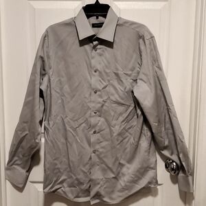 Jones New York Men's Non-Iron Regular Fit Gray Long Sleeve - Size 15 1/2, 34-35